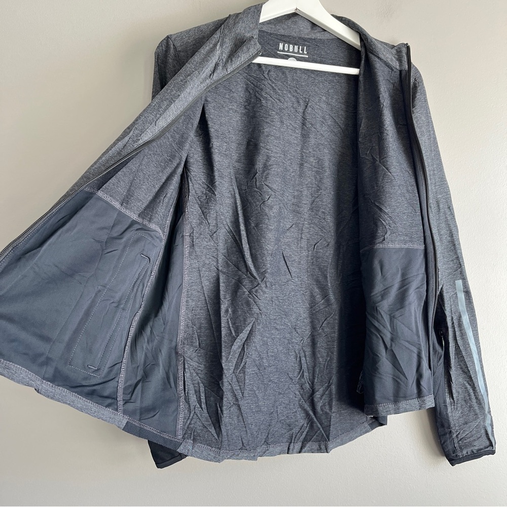 Nobull Stretch Jacket Medium Gray Full Zip Perfor… - image 3